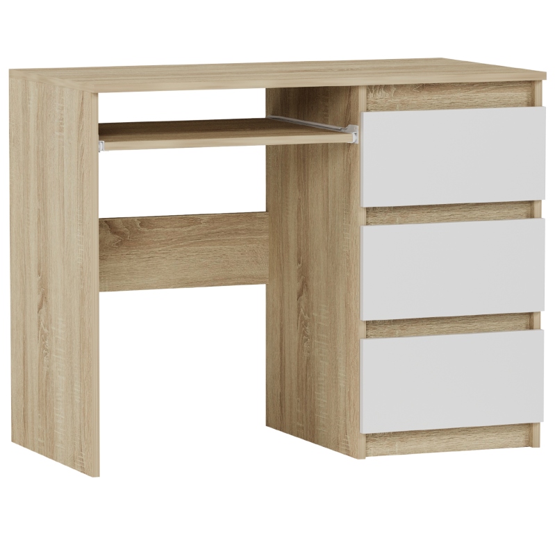 BIURKO KOMPUTEROWE 96CM 3 SZUFLADY STOLIK N-3 MIX SONOMA