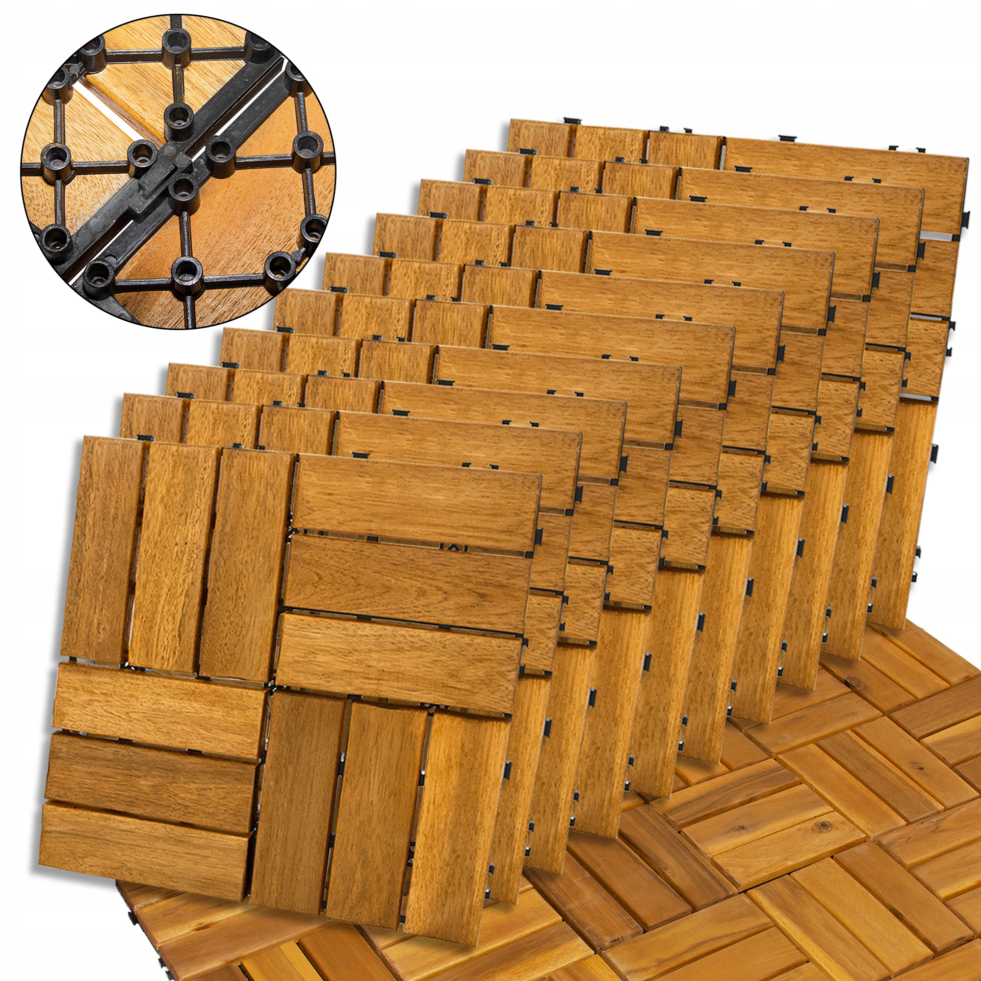 Podest Tarasowy Drewniany Akacja 30x30cm 10 szt Płytka Taras Mozaika 0,9mkw