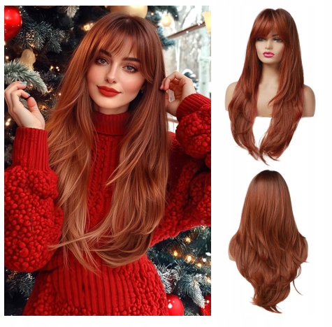 Esmee Paruka Dlouhé Vlnité Kaštanové Vlasy S Ofinou 60 CM