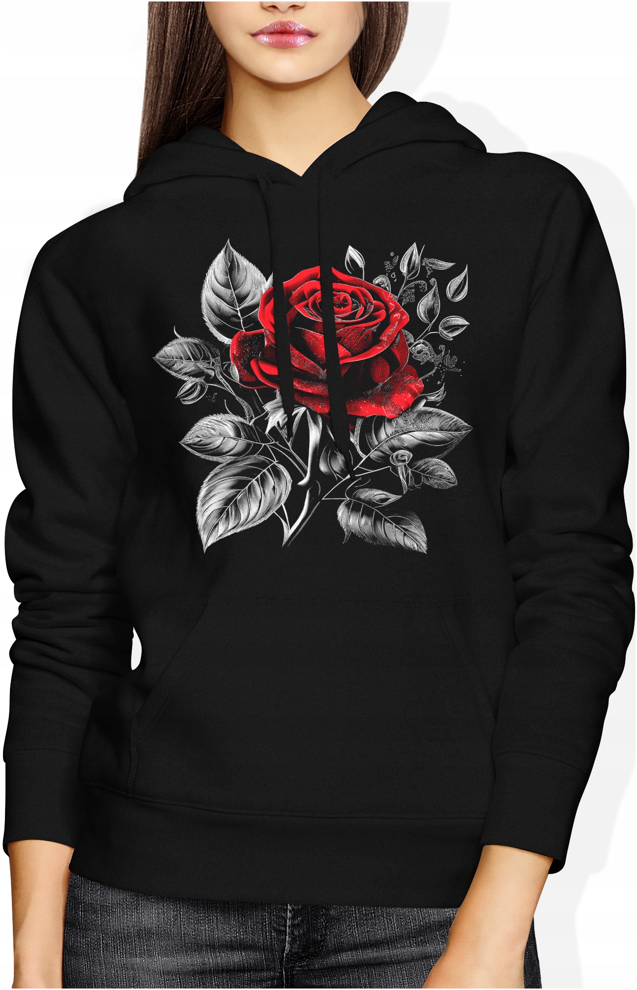 

Róża Bluza Damska W Kwiaty Z Nadrukiem Bluzka R XL