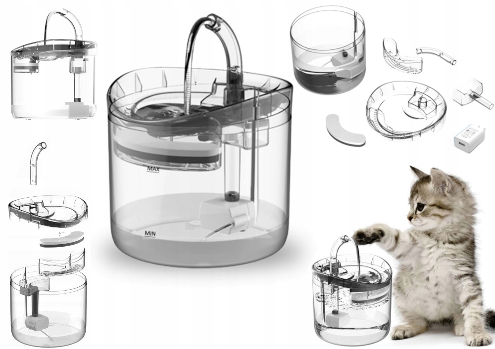 Fontanna Poidełko Dla Kota Psa Poidło Filtr 1,8L