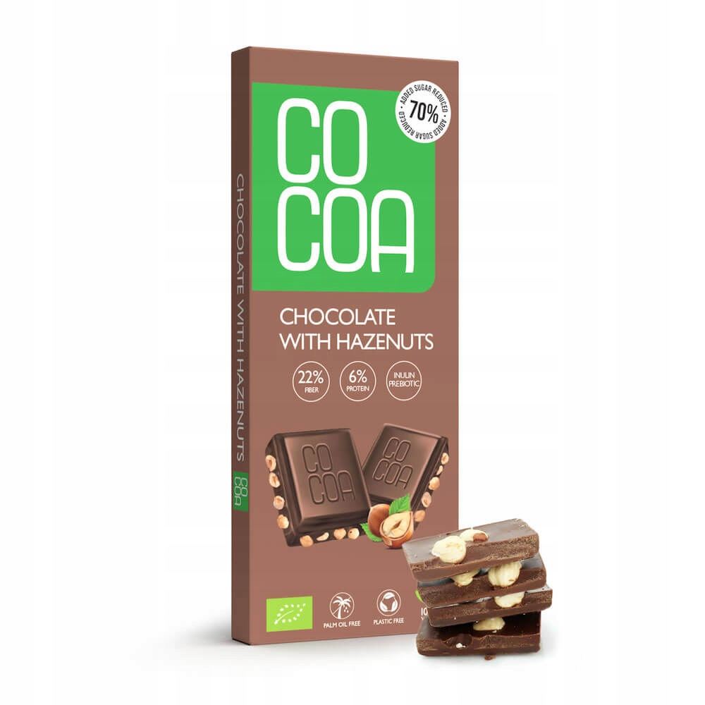 Levně 4 x Čokoláda S Lískovými Ořechy 70 % Méně Cukru Bio 40 g Cocoa