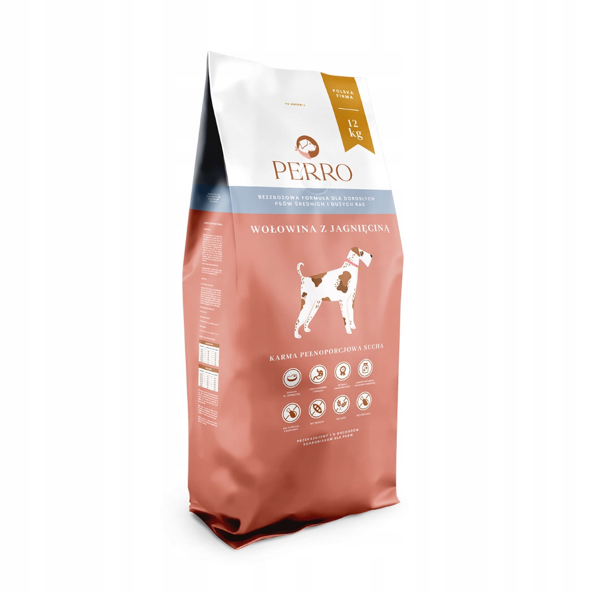 Levně Perro Hovězí maso s jehněčím masem Krmivo Suché bezobilné pro dospělé psy 12 kg
