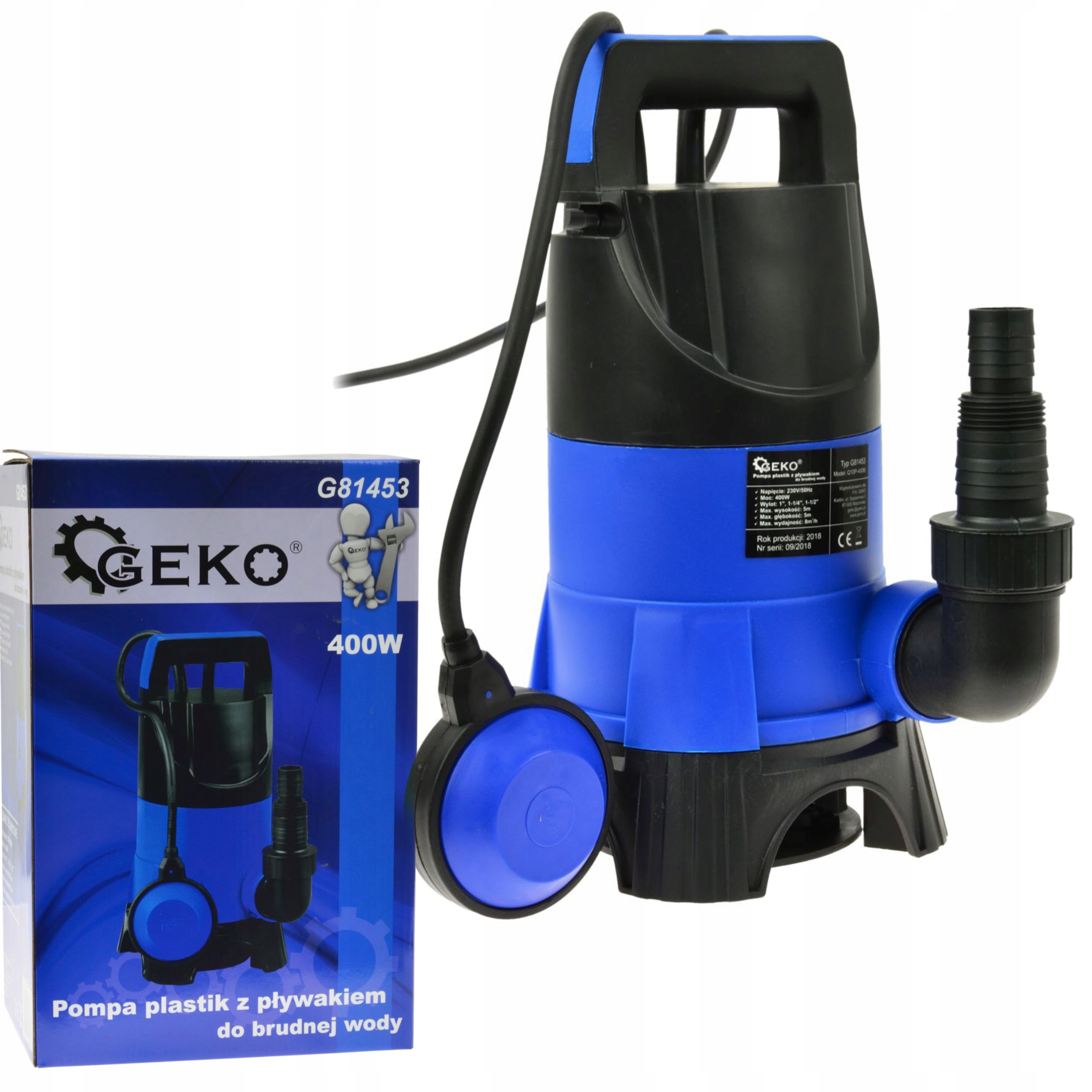 GEKO ZANURZENIOWA POMPA DO WODY BRUDNEJ Z PŁYWAKIEM 400W TYP 2 G81453