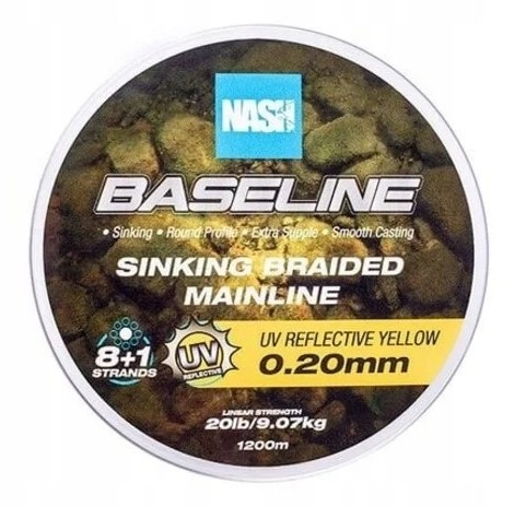 Plecionka Nash Baseline Sinking Braid 0,24mm 1200m Uv Yellow Średnica (mm):