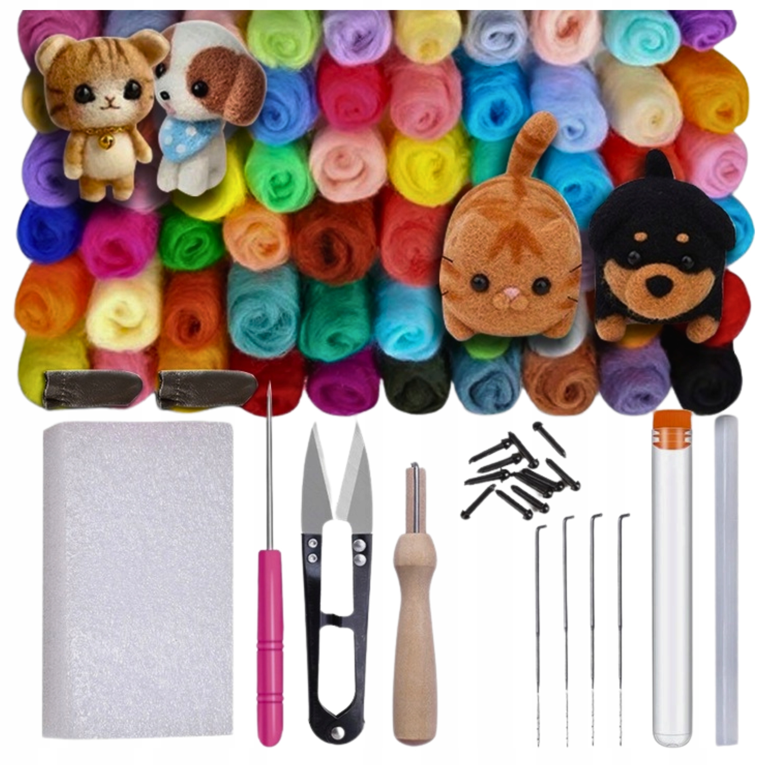 Sada na plstění XXL Česánky Vlna Jehly Česánková vlna Příslušenství