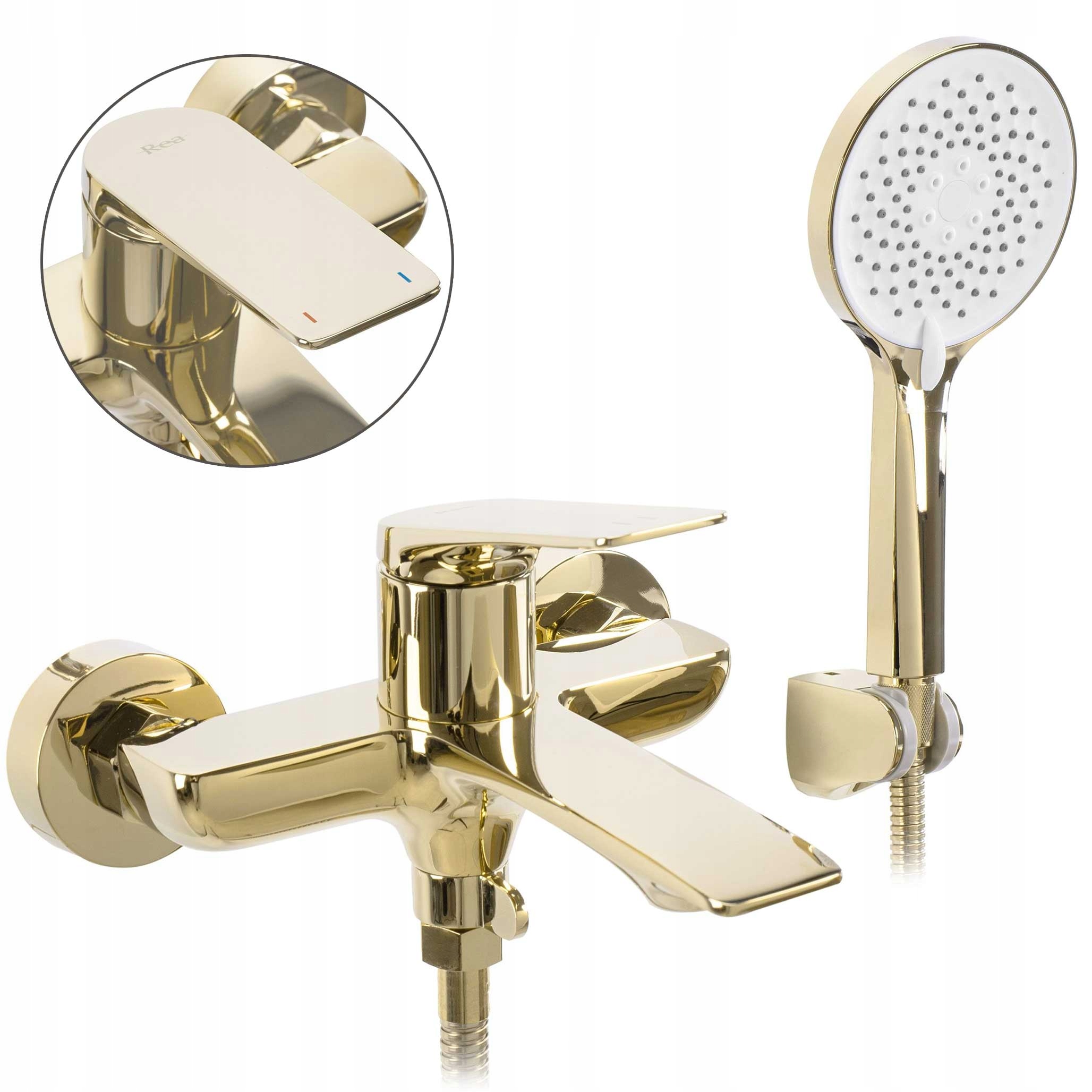 Vaňová nástenná batéria Zlatá Rea Avalon Sprchová batéria Zlatý lesk