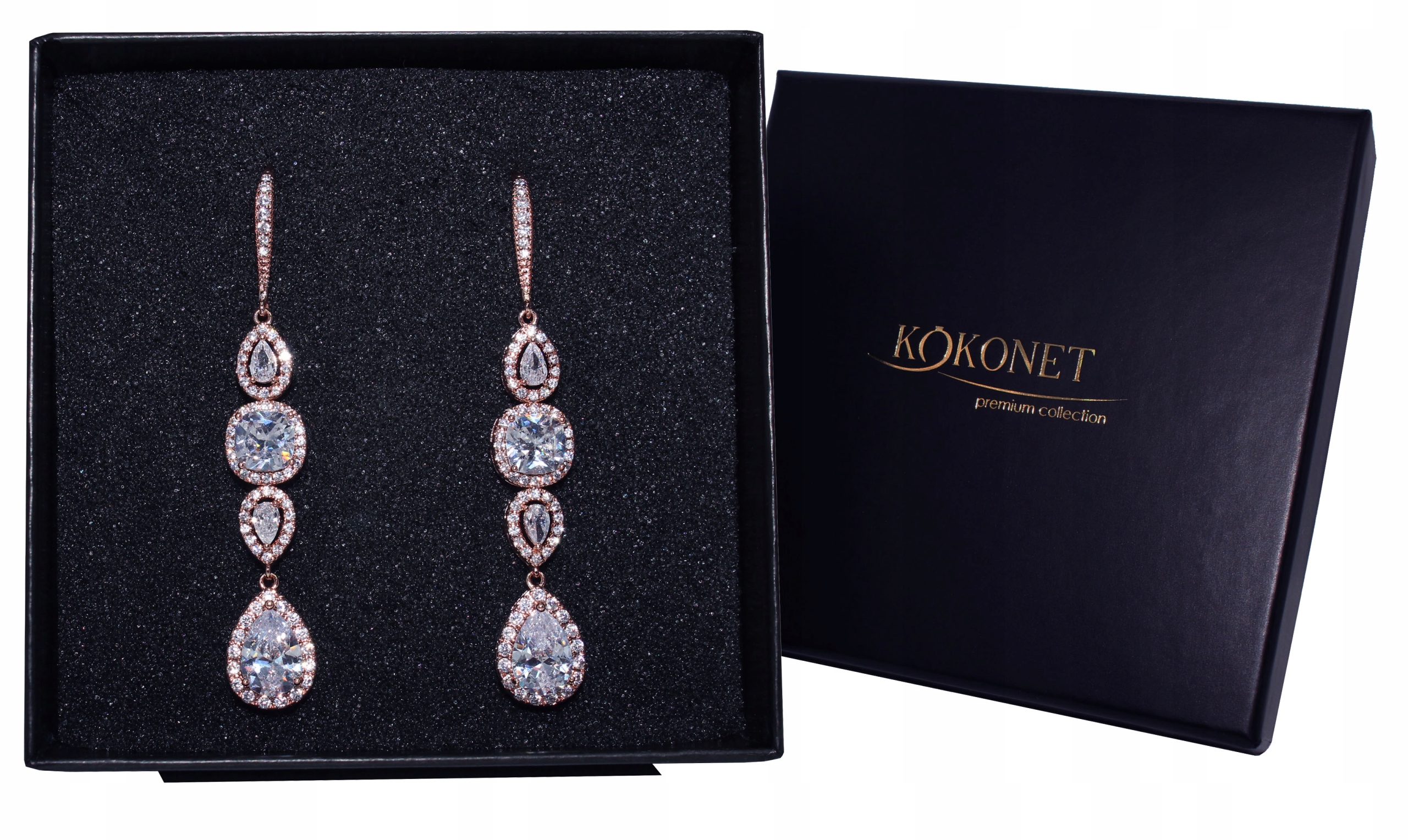 Náušnice svatební Dlouhé závěsné rose gold bižuterie