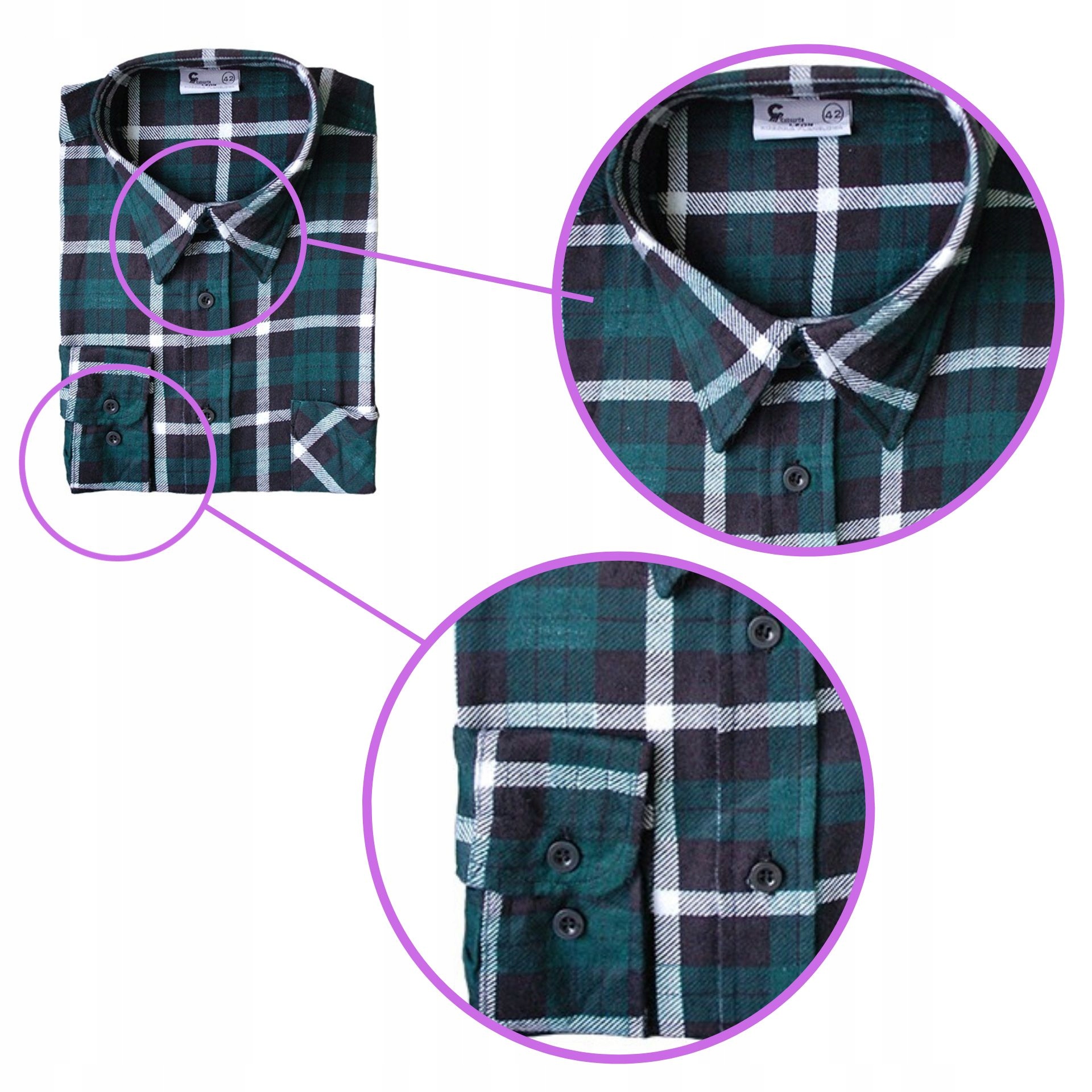 KOSZULA FLANELOWA męska robocza gruba WYSOKIEJ JAKOŚCI BAWEŁNA zielona 40 Kod producenta koszula flanelowa w kratę robocza