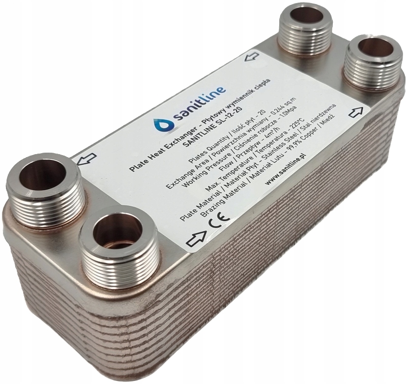 Wymiennik Ciepła 20 Płytowy Sanitline SL-12-20 Moc 20 kW 4x 3/4"