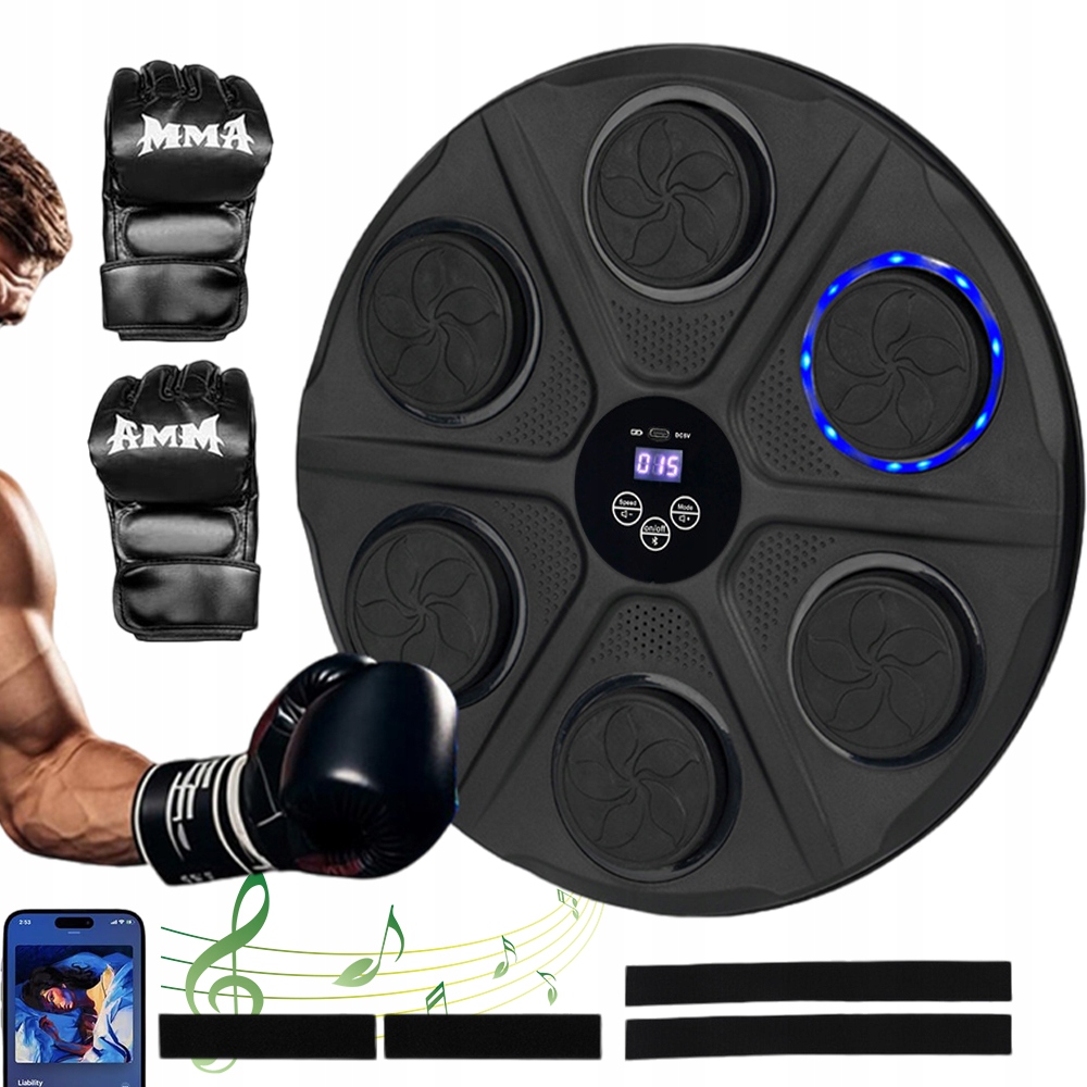 Tarcza Bokserska Bluetooth Led Music Boxing Machine Z 12 Trybów Rękawice