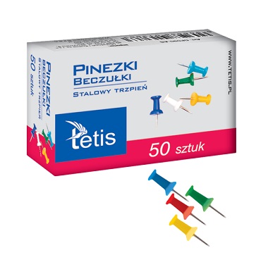 

Pinezki beczułki do tablic korkowych 50 szt. Tetis