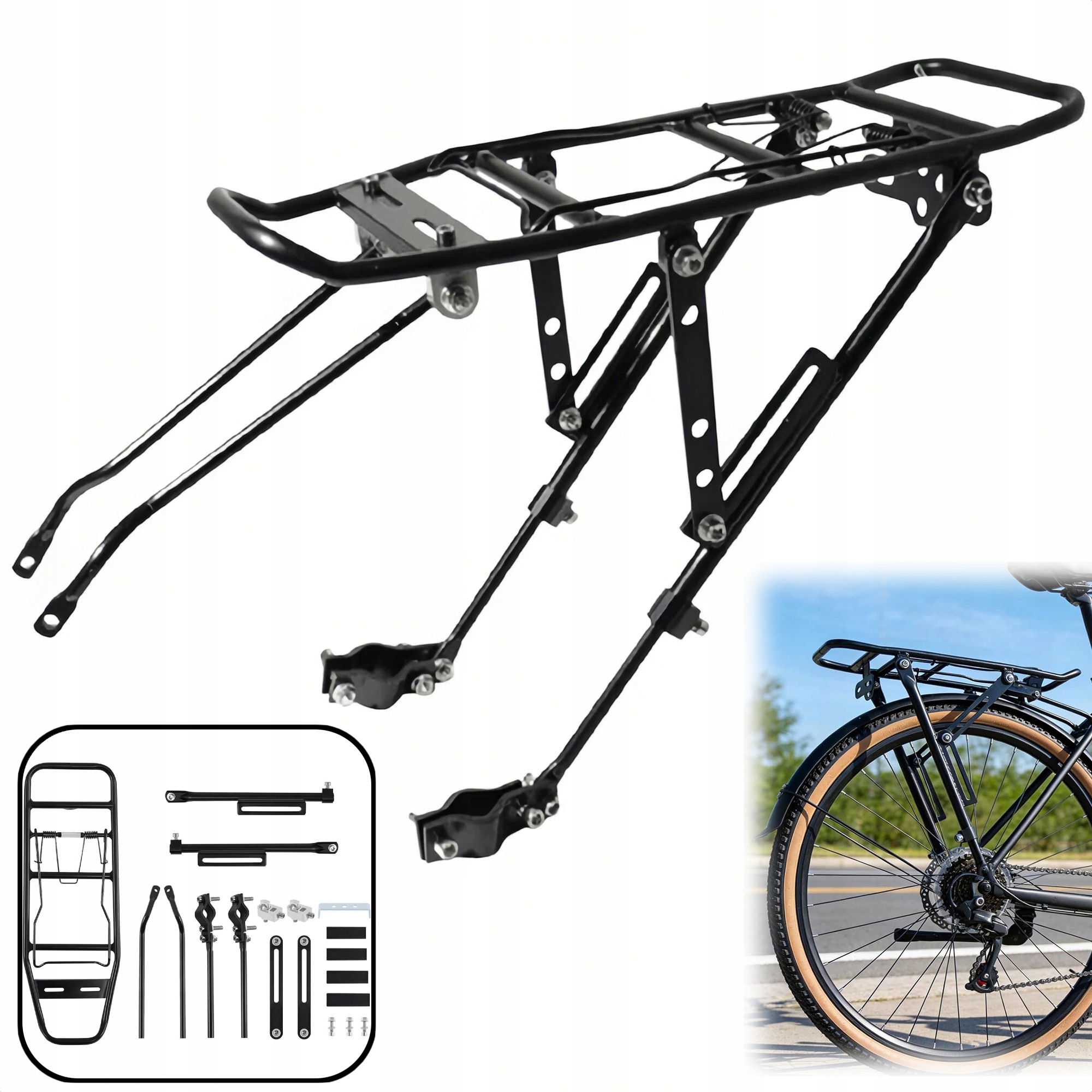 Bagażnik Rowerowy Tylny Regulowany Alu Rama Na Rower Ham Mtb 24-29 cali