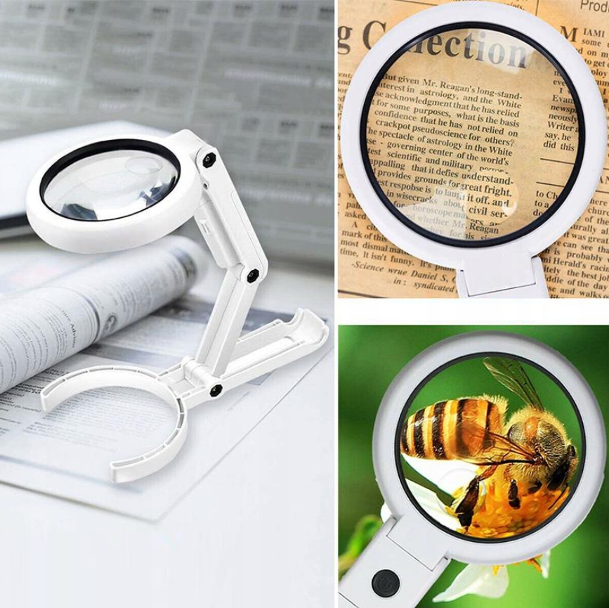 DUŻA SKŁADANA RĘCZNA STOJĄCA LUPA LED USB SZKŁO POWIĘKSZAJĄCE 5X 11X Kod producenta 9574114