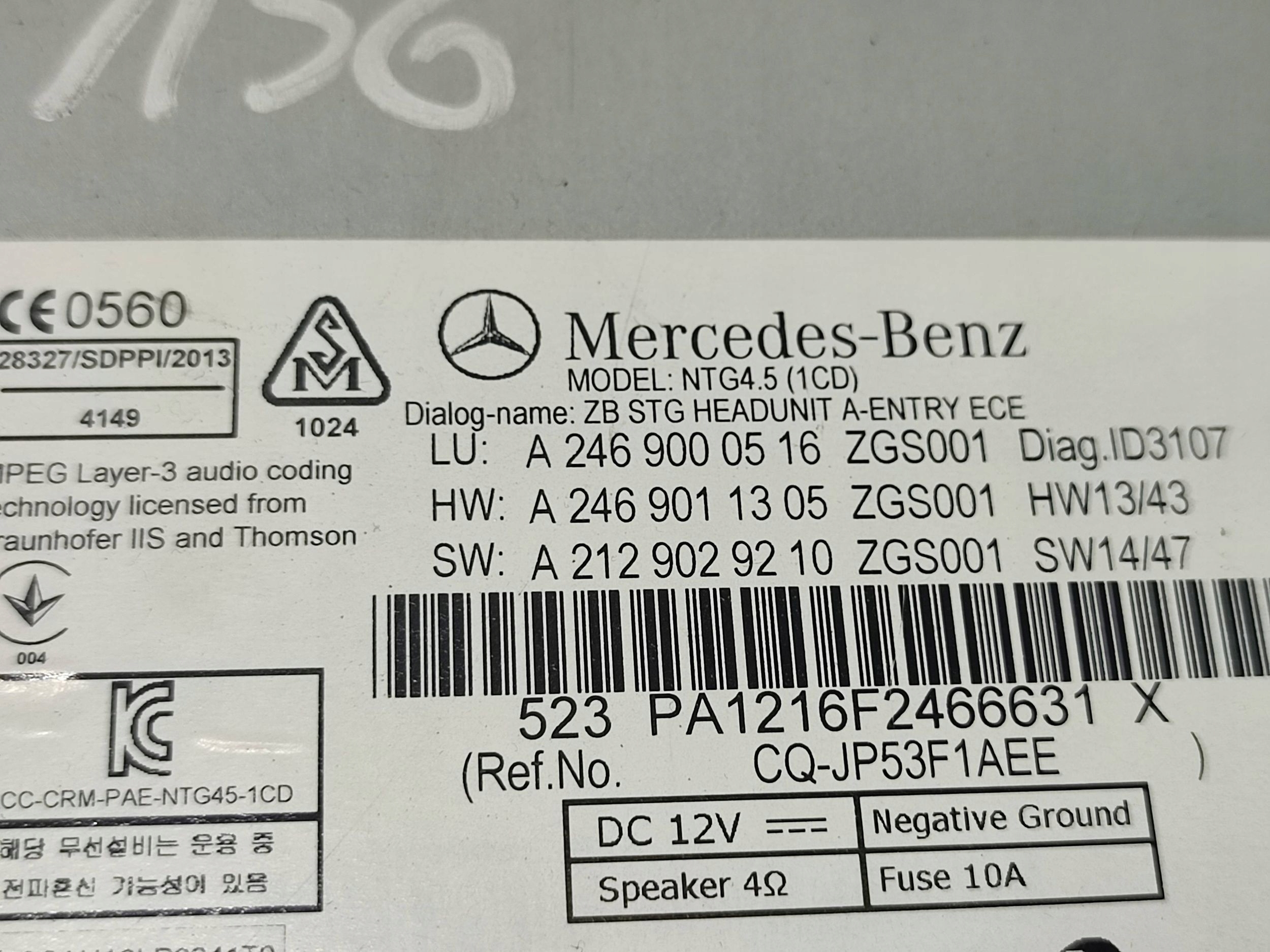 Mercedes-Benz GLA W156 2015 Panel / radio CD/DVD/GPS