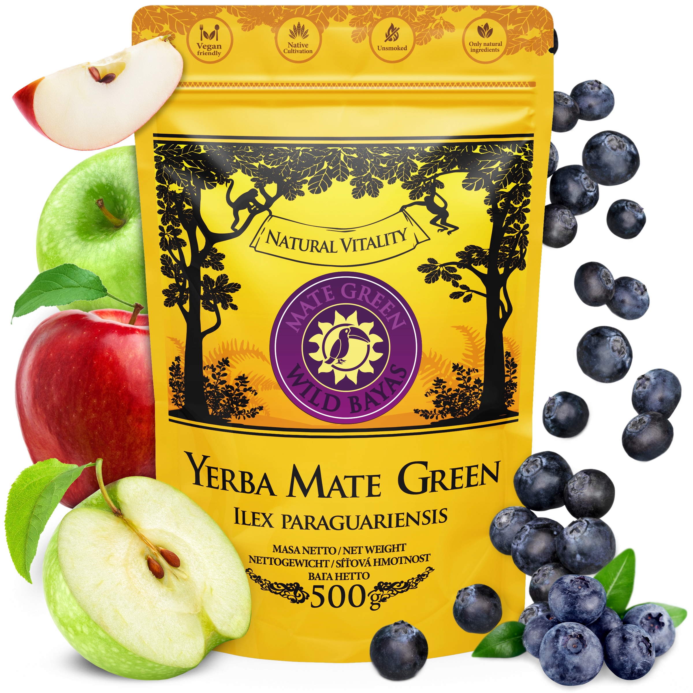 Mate Green Wild Bayas Maca Berry yerba mate (catuaba, maca, bogyós gyümölcs) 500 g