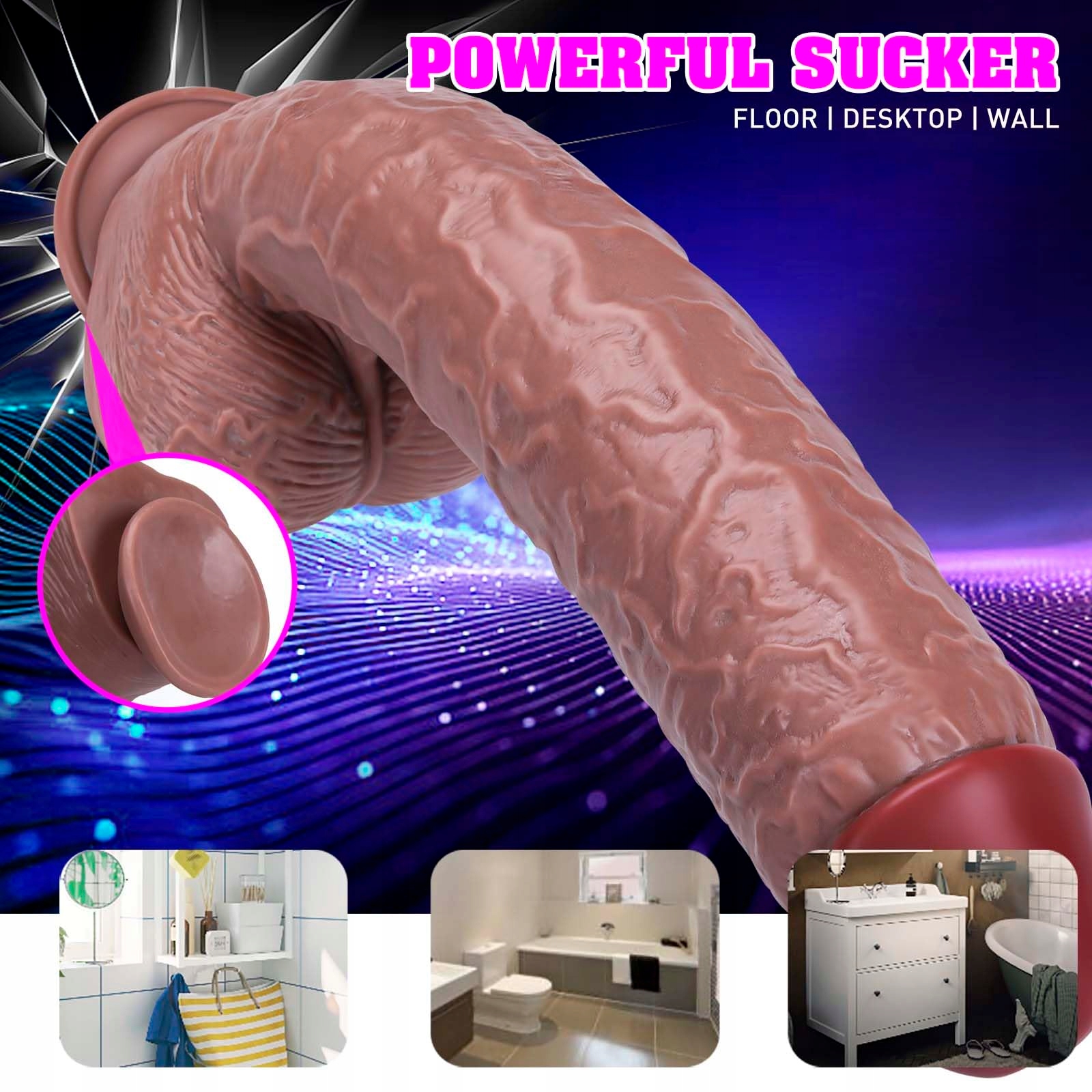 REALISTISCHER Dildo Silikon 40cm Dla Kobiet Z Żyłami i Jądrami — miniatura 3