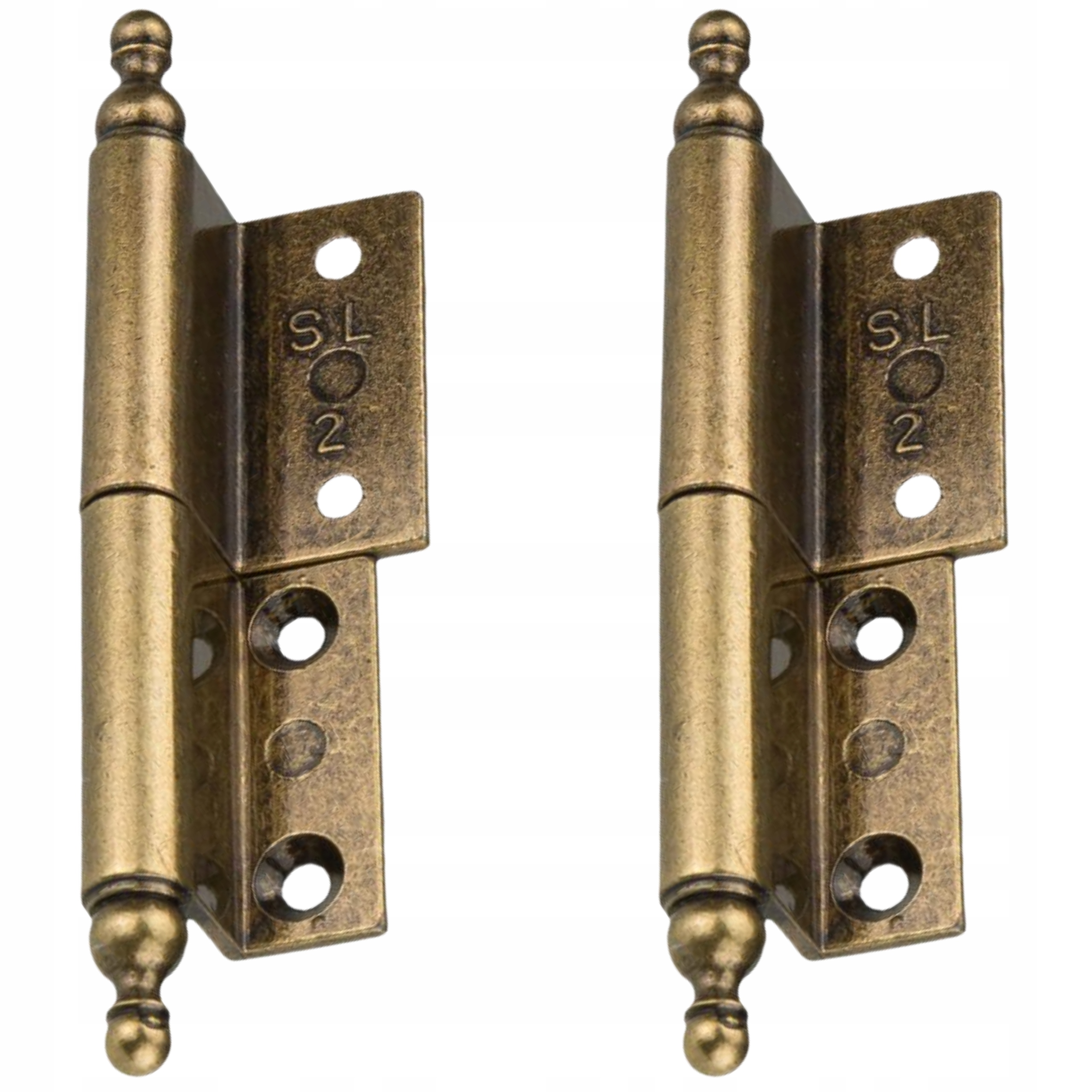 ZAWIASY MEBLOWE TRZPIENIOWY ŁAMANY RETRO PATYNA PRAWY ATM ZESTAW x2