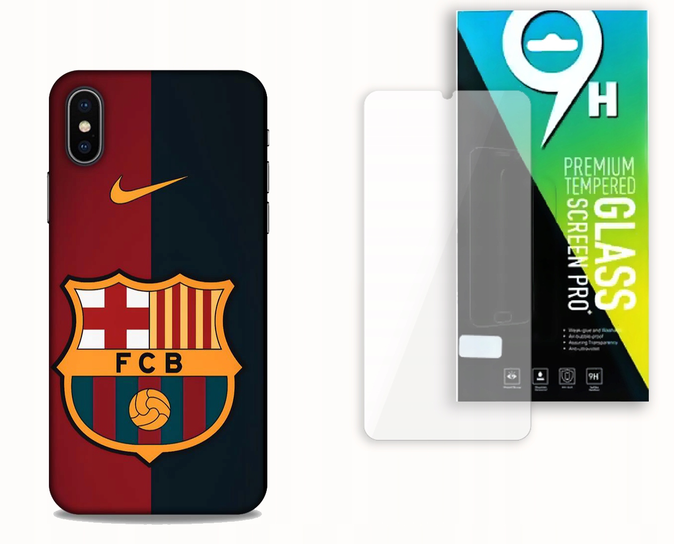 ETUI CASE DO APPLE IPHONE X / XS + SZKŁO HARTOWANE- FC BARCELONA KLUBY