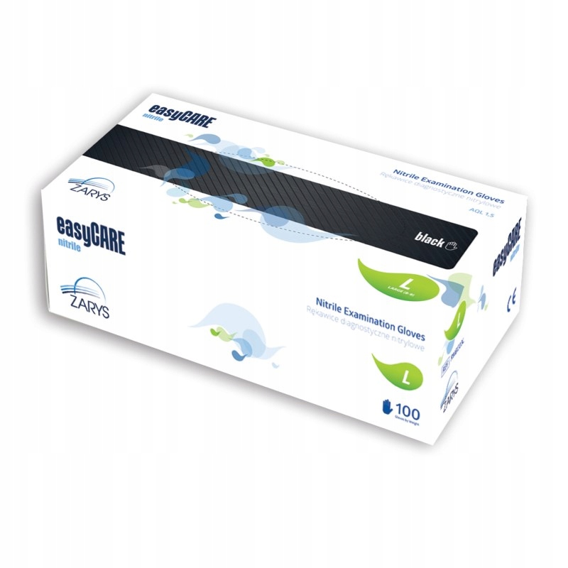 Нитриловые перчатки без порошка черный контур EasyCARE 100шт