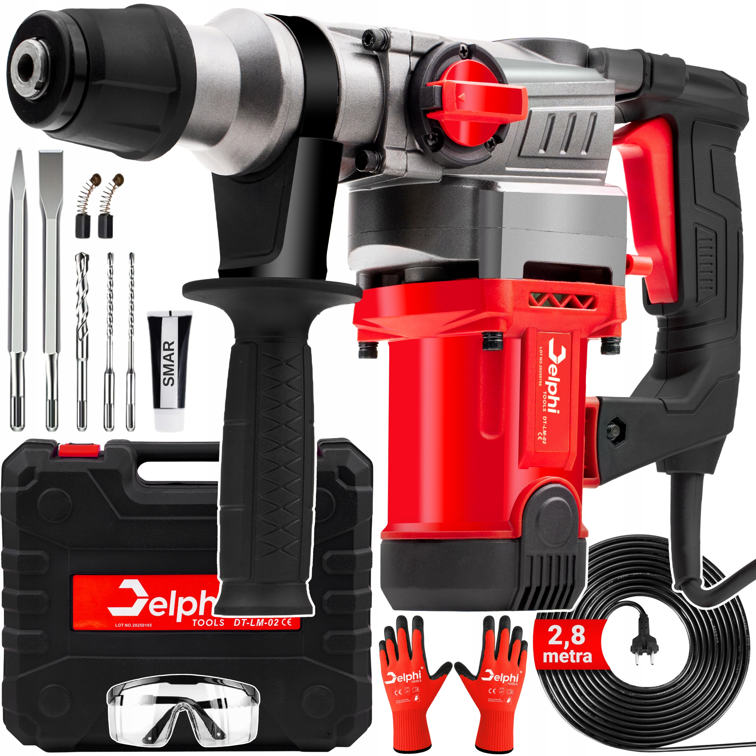 Příklepové Kladivo Vrtačka Udar Sds+ 2200 W kabel 2,8 m Silný