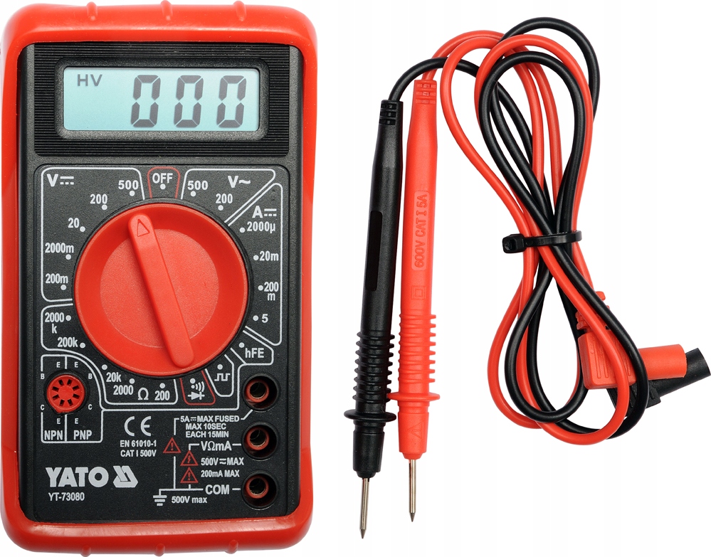 Multimetr Miernik Cyfrowy, Buzer LCD 1999 Ac DC Bateria 9V Yato YT-73080