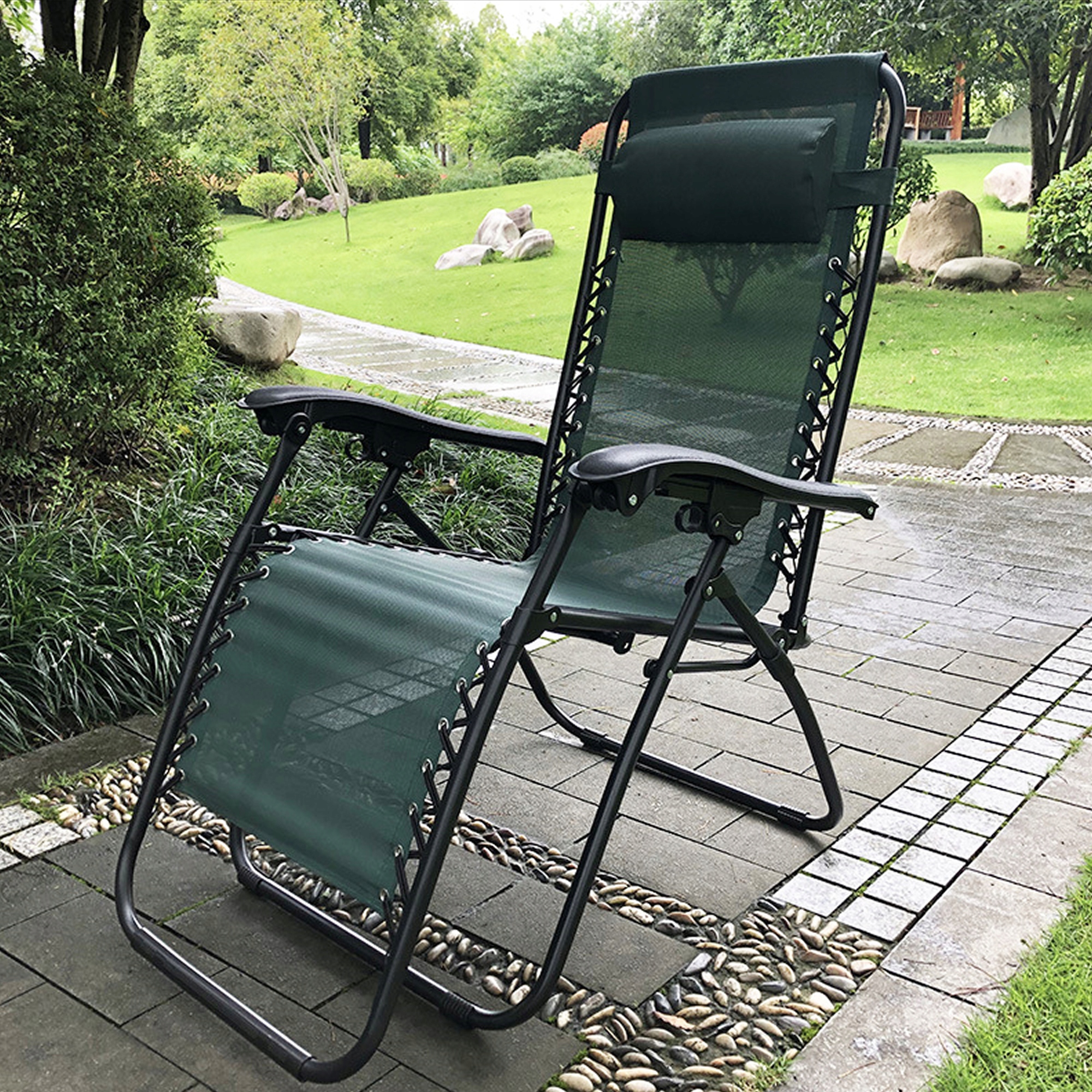 LEŻAK PLAŻOWY FOTEL OGRODOWY KRZESŁO Z ZAGŁÓWKIEM SKŁADANE ZERO GRAVITY Marka inna