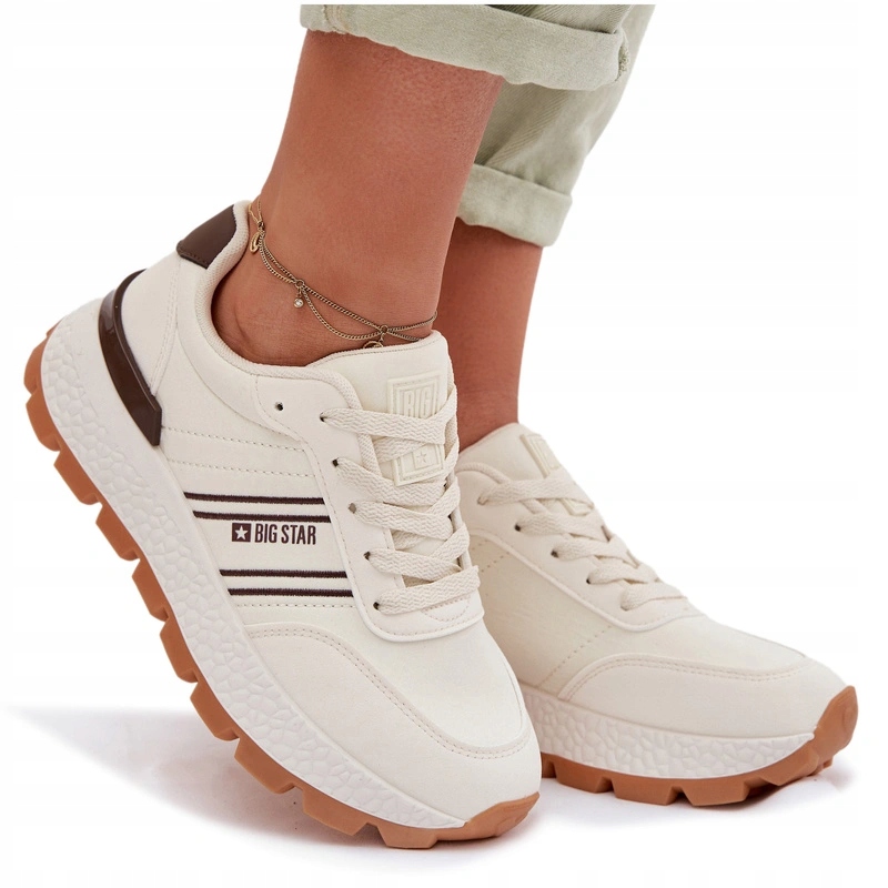 Dámské Tenisky Na Platformě, Vložka Hi-poly, Pohodlný Systém, Béžové, Velikost 41