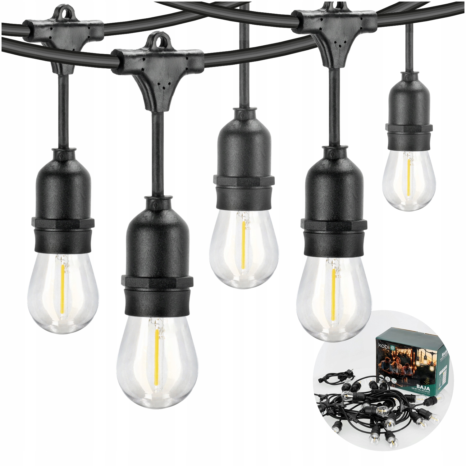 Led ozdobná zahradní girlanda 10 m 20 žárovek teplá barva na terasu