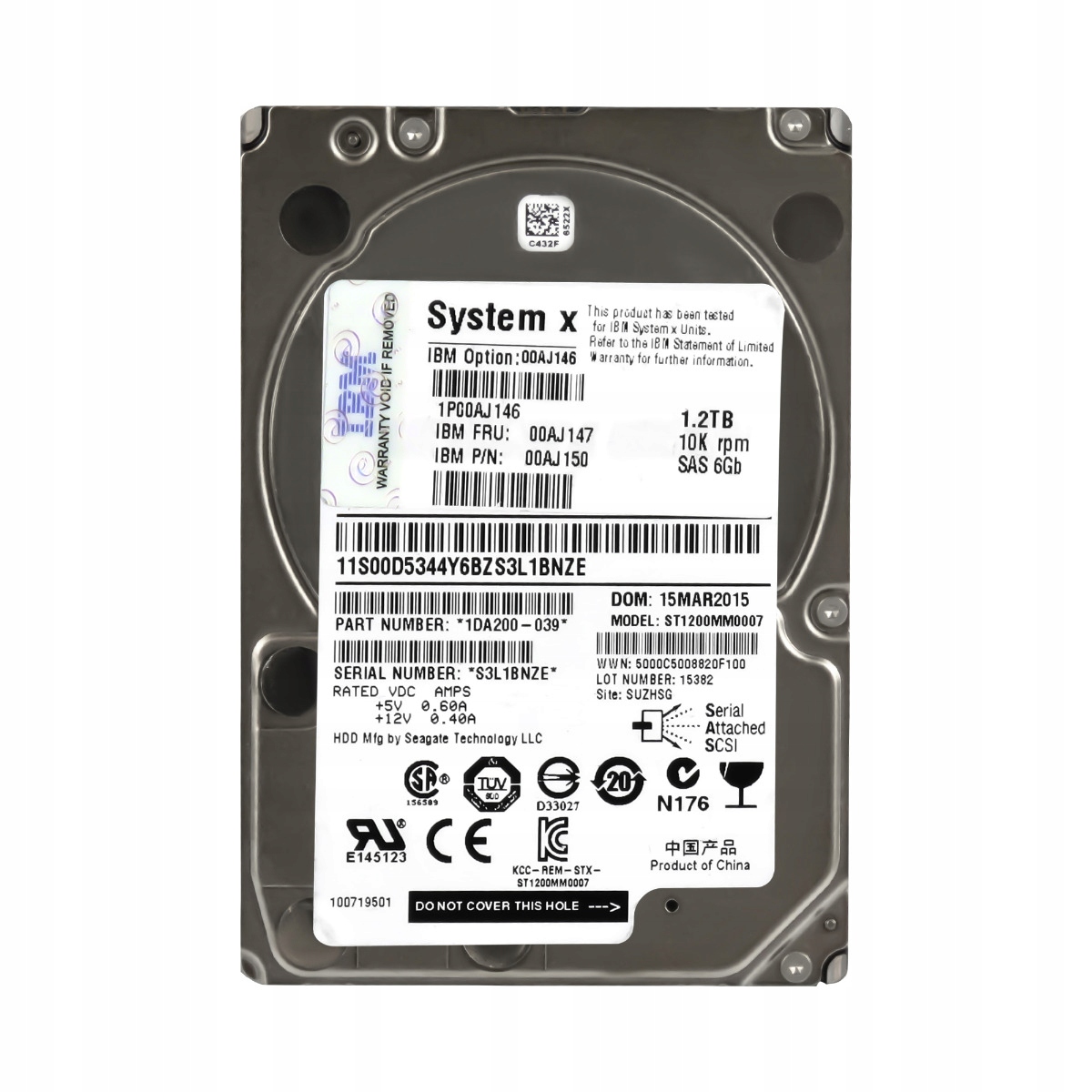 Ibm 00AJ147 00AJ150 1,2 Tb 10K SAS-2 ST1200MM0007