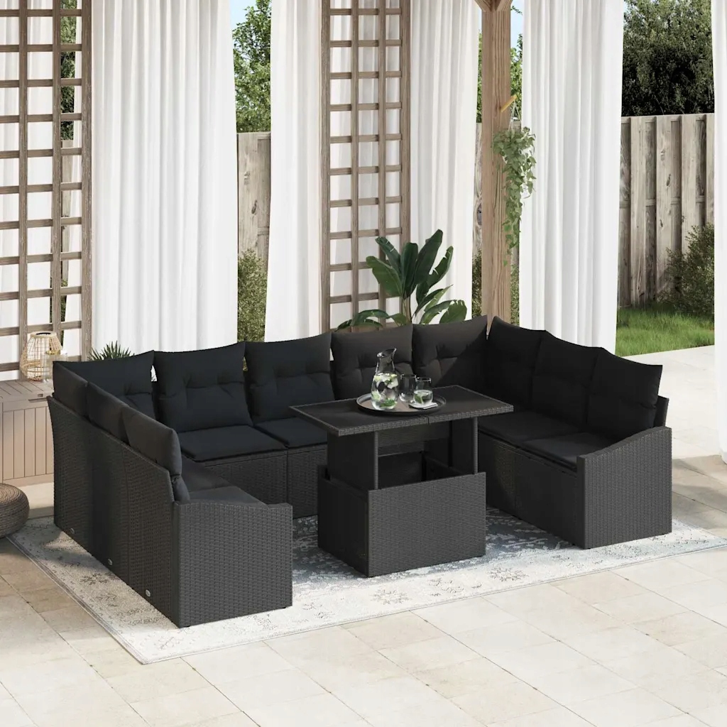 Sada zahradních pohovek 10 pcs Černá 100 x 55 x 73 cm Černá 3349069