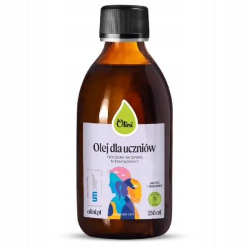Olej dla uczniów Olini tłoczony na zimno nierafinowany, pamięć, mózg 250 ml