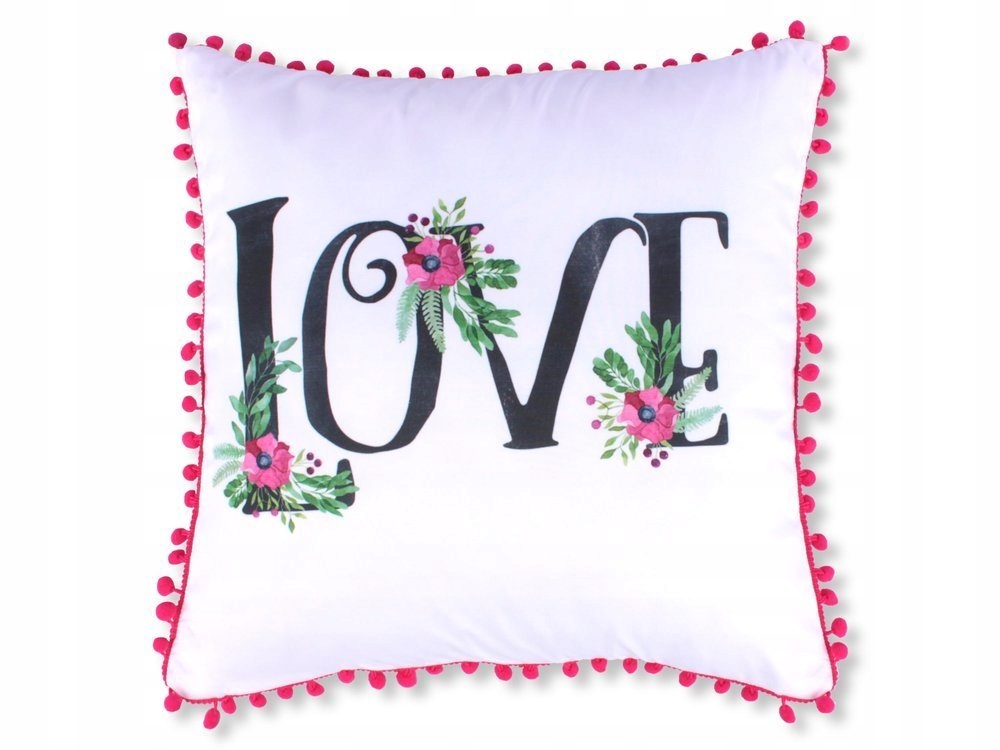 

Poszewka na Poduszkę Pompony Napis Love 45x45