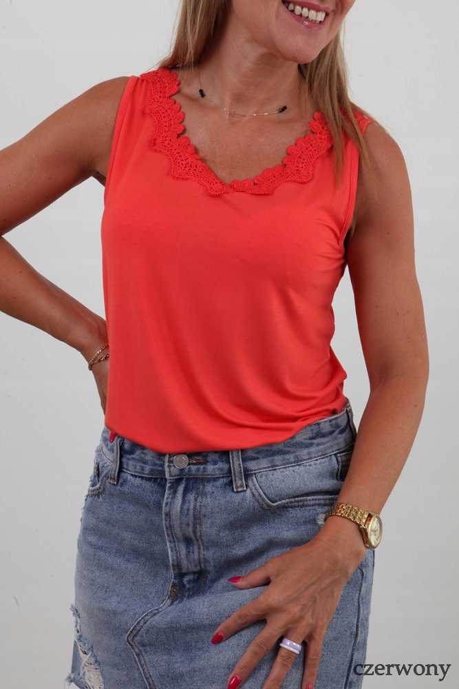 BLUZKA DOPASOWANY TOP KORONKA DEKOLT KOLORY *M/L Marka inna