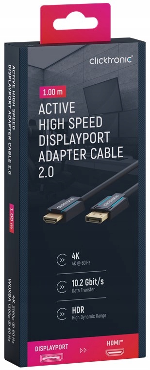 Clicktronic Kabel DisplayPort Dp Hdmi 2.0 4K 1m
