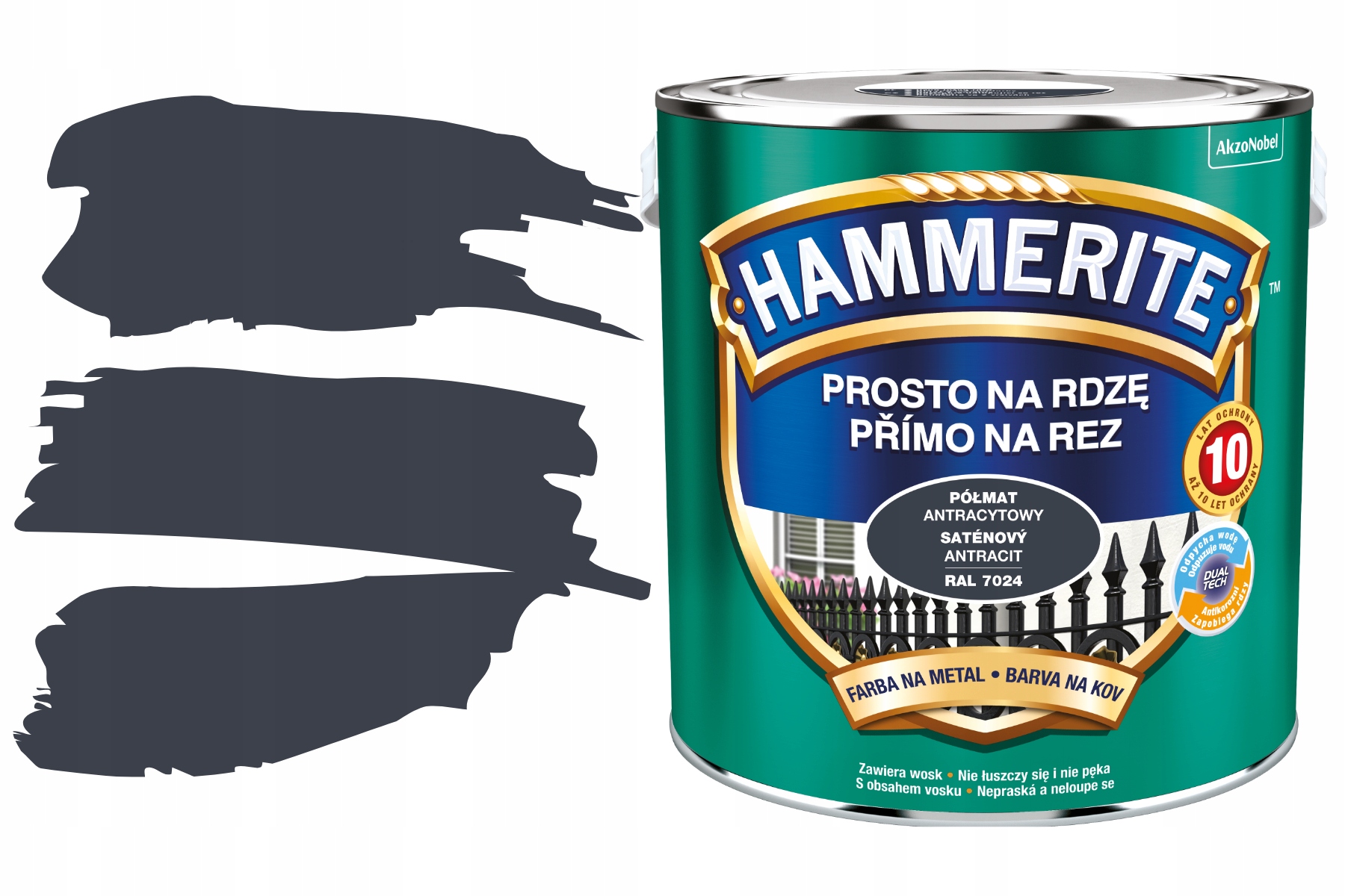 Wydajna Do Drewna Antykorozyjna Na Rdzę Półmat Antracytowy 2,5L Gratisy!