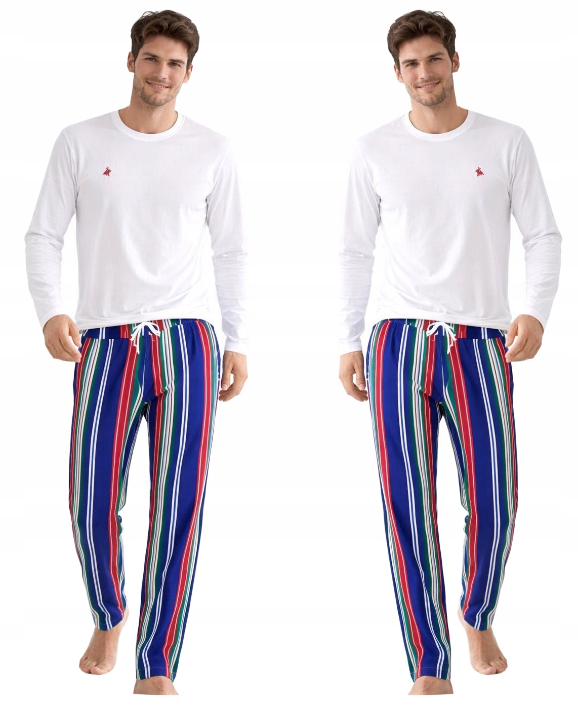 PIŻAMA MĘSKA BAWEŁNIANA LATO WIOSNĘ MŁODZIEŻOWA PASKI KOLOROWA
