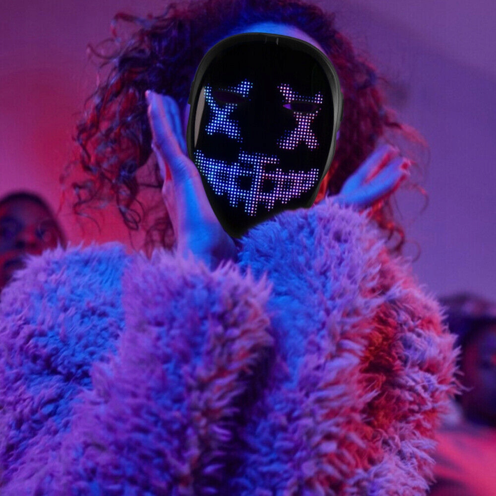 LED MASKA NA CAŁĄ TWARZ EKRAN STEROWANY Z TELEFONU halloween party Marka inny