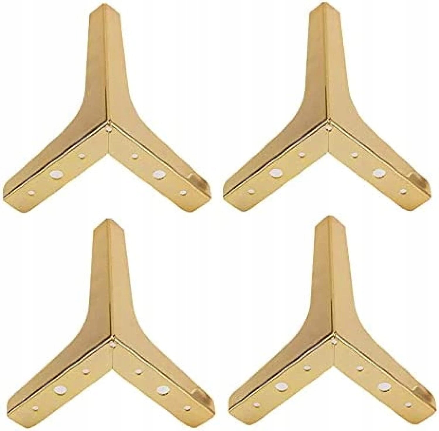 4 x Zlaté Kovové Nábytkové Nohy K Pohovce Komody Skříňky 13 CM