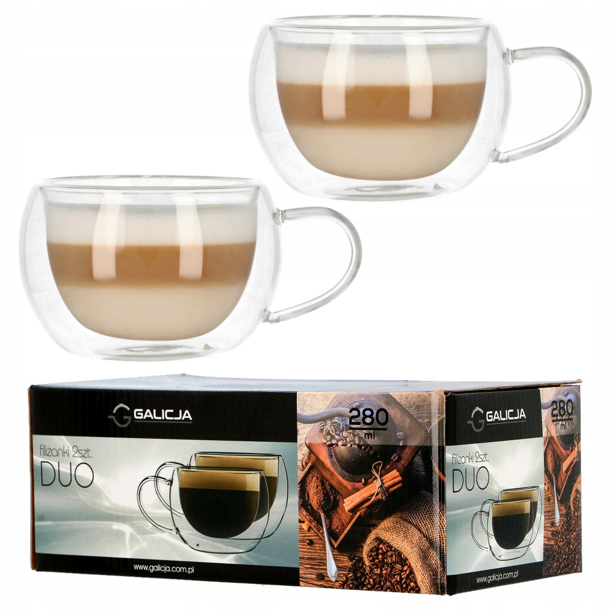 

Szklanka Podwójna Ścianka Filiżanka Duo 2x 280ml
