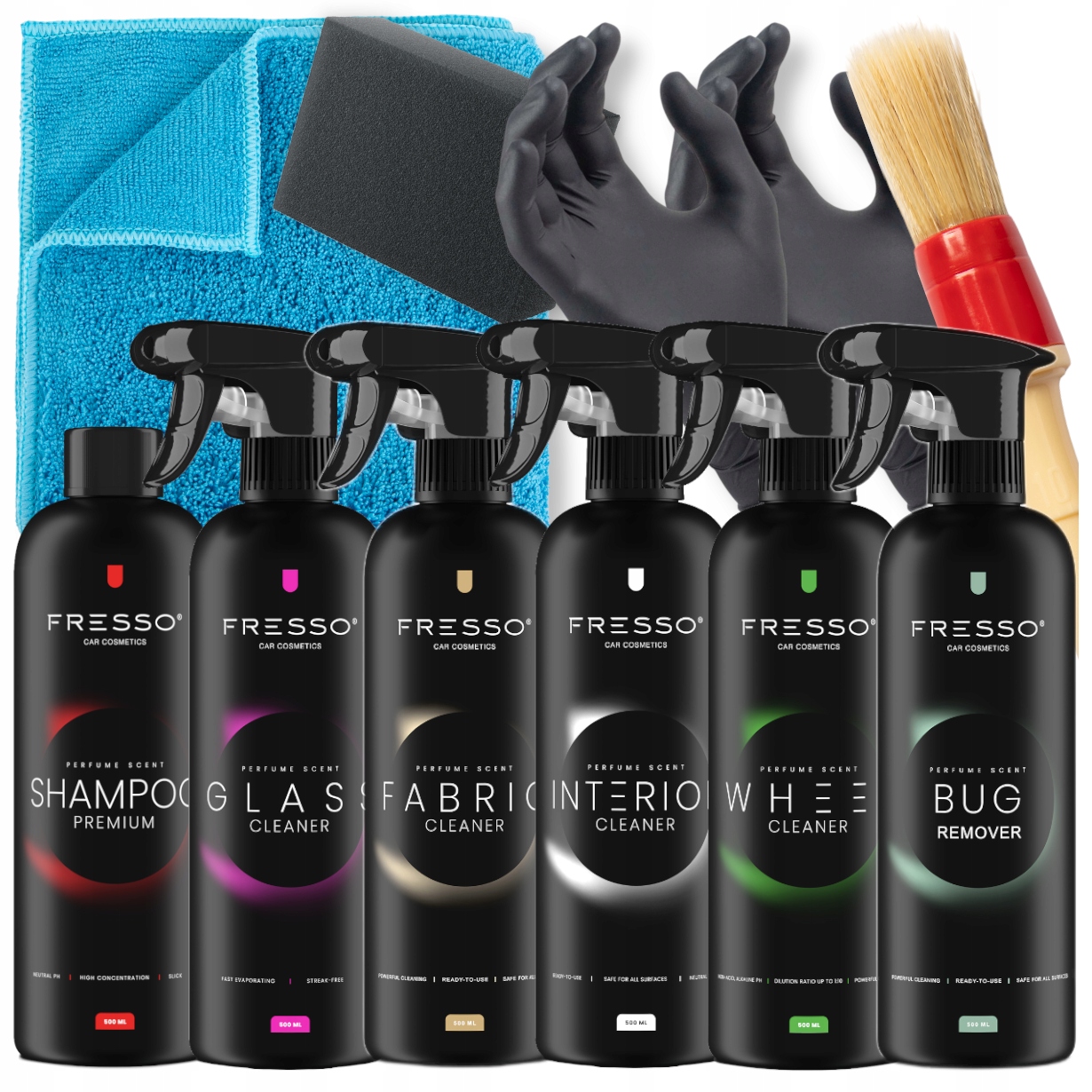 Fresso Zestaw Detailingowy Kosmetyki 6x 500ml +akcesoria Do Mycia Samochodu