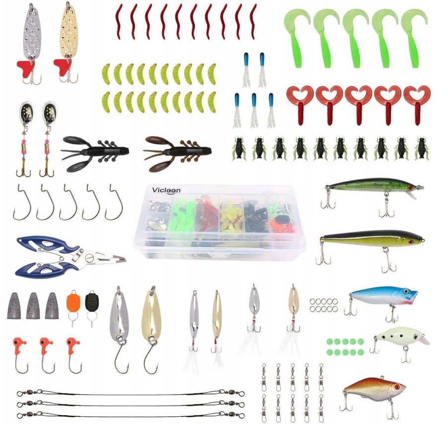 PRZYNĘTA WĘDKARSKA BŁYSTKI ZESTAW PRZYNĘT 120 SZT Kod producenta wobbler gumy błysktki przypony