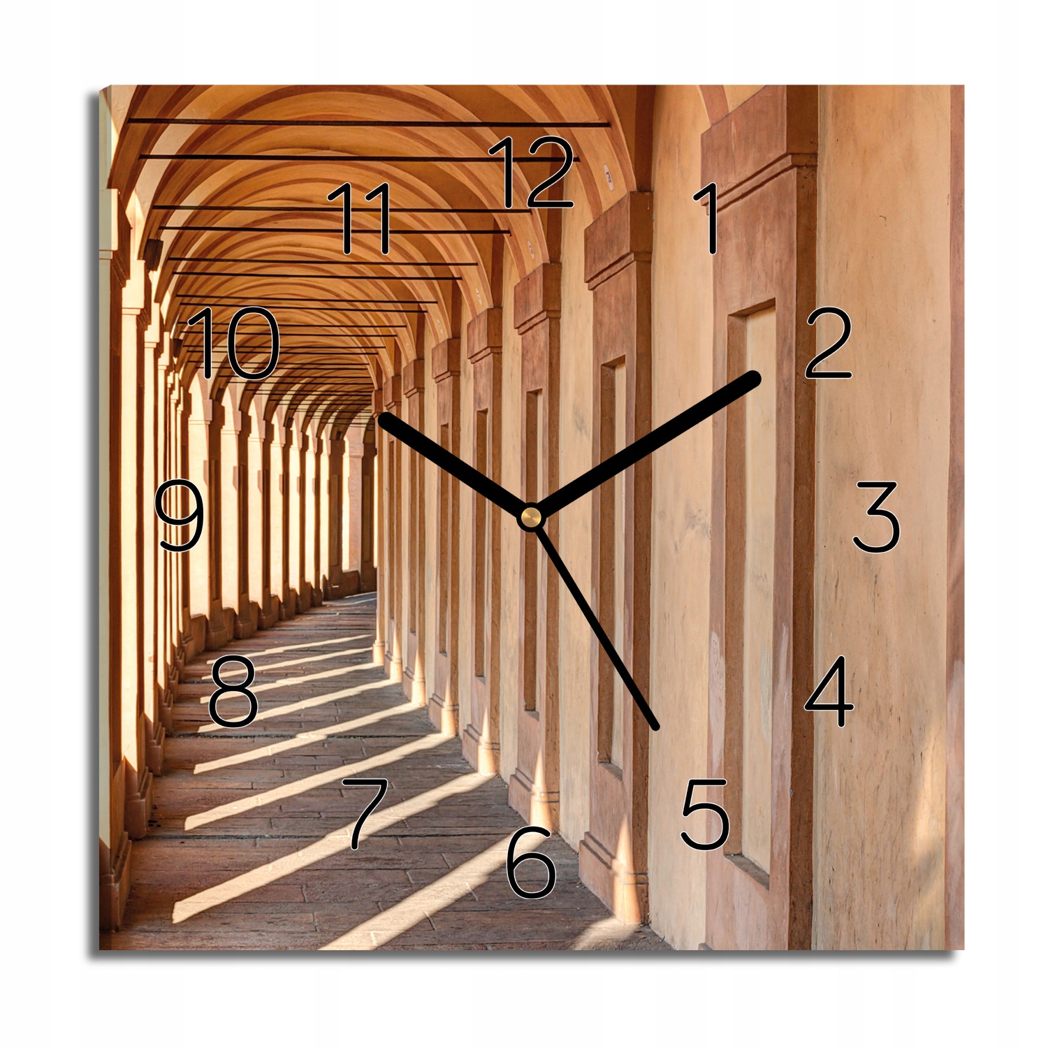 hodiny na obraze Itálie tunel sloupy 30x30 s fotografií
