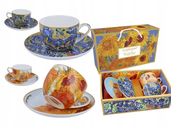 

2 filiżanki w pudełku porcelanowe Gogh słoneczniki