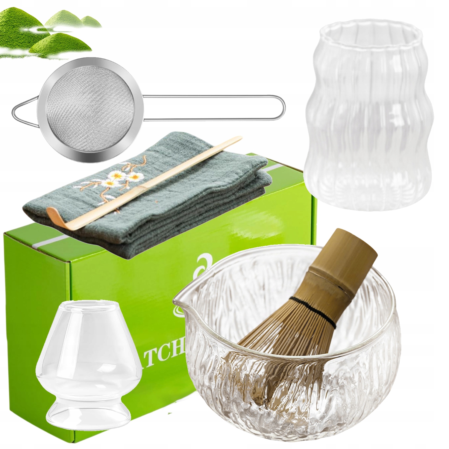 Levně Dárková Sada Na Čaj Matcha+míchadlo+lžička