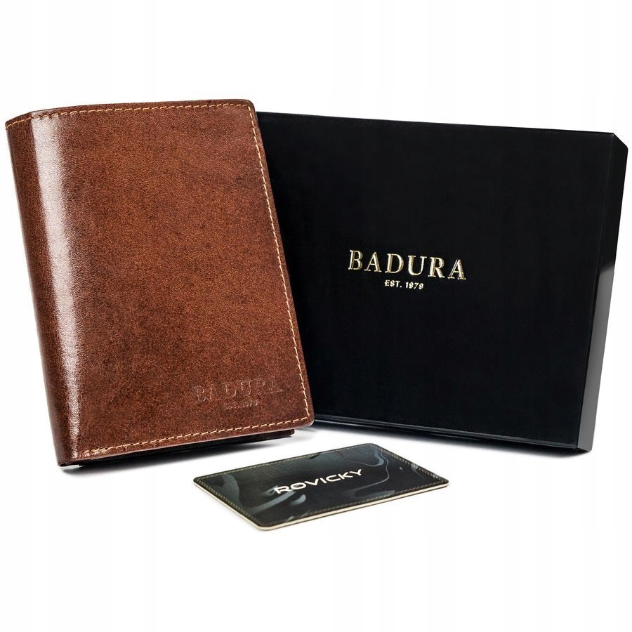 

Elegancki biznesowy portfel skórzany pionowy skład