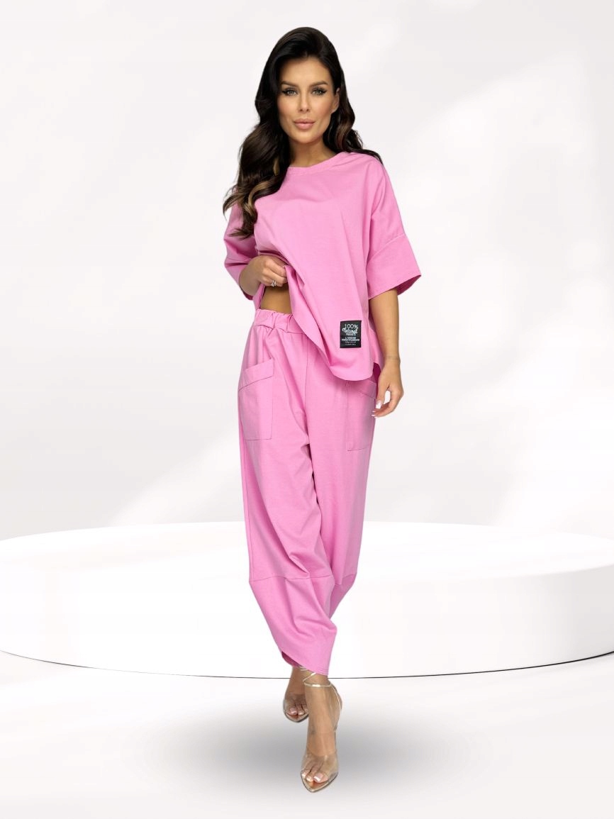 KOMPLET DRES DAMSKI BLUZA BLUZKA SPODNIE WYGODNY OVERSIZE ONE SIZE KOLORY Model 2890