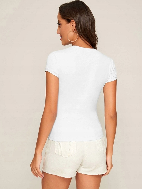 BLUZKA DOPASOWANA T-SHIRT GŁADKA Z LYCRĄ #XL B Marka Cottonik