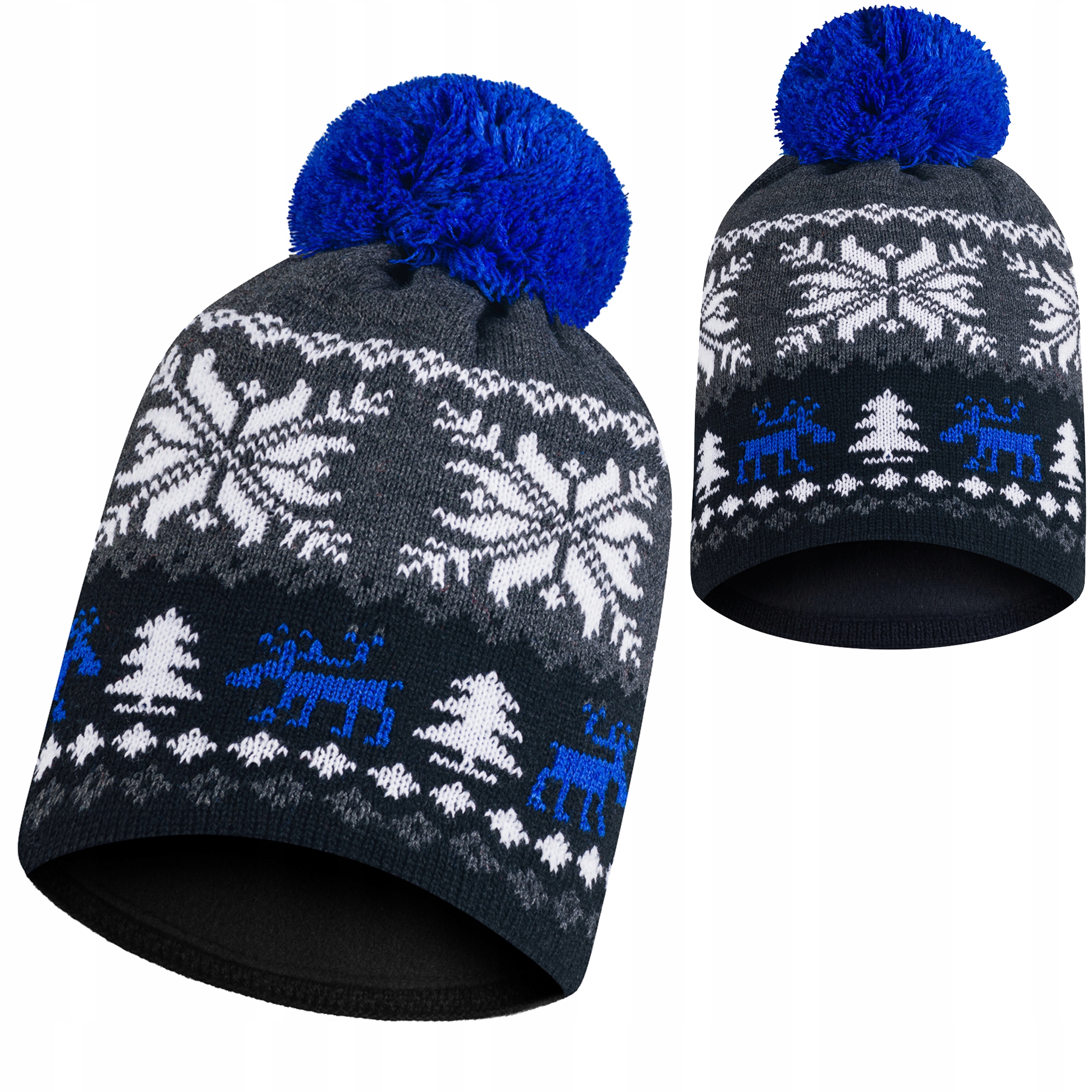 

Czapka zimowa szara z pomponem polar termoaktywny