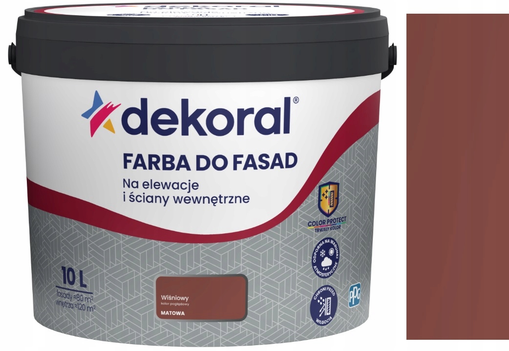 Dekoral Polinit Farba Do Fasad Akrylowa Fasadowa Wiśniowy 10L